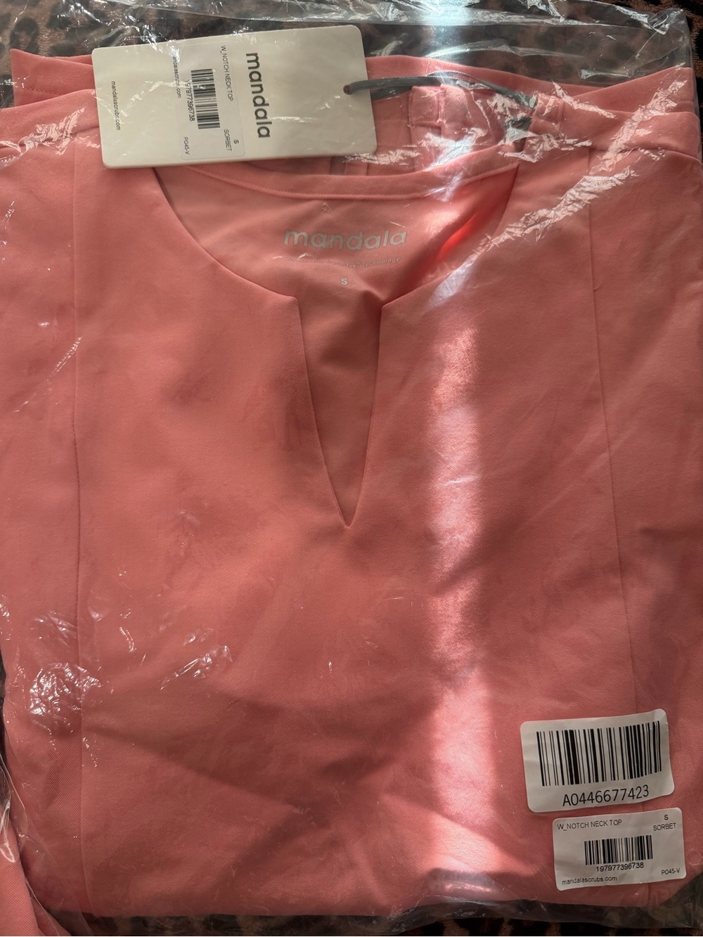 Mandala Women's V-Neck Top in Coral Pink